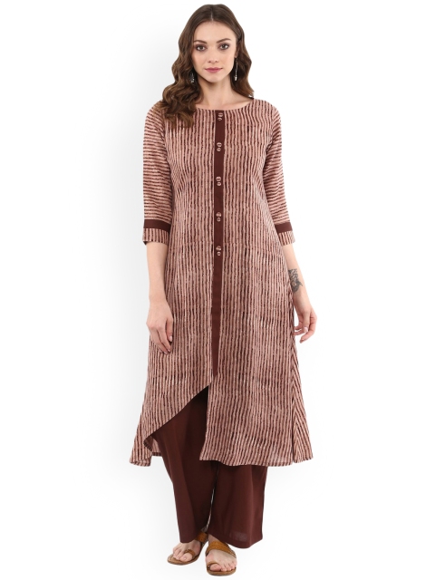 

Idalia Women Brown Striped Kurta with Palazzos