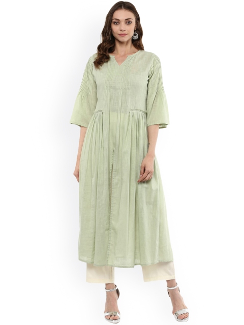 

Idalia Women Green Solid A-Line Kurta