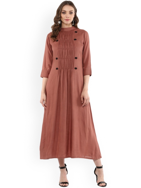 

Idalia Women Rust Solid A-Line Dress