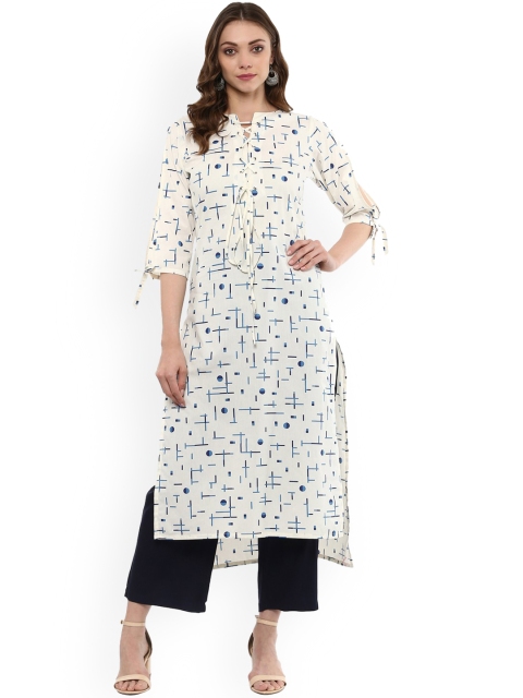 

Idalia Women White Printed Straight Kurta