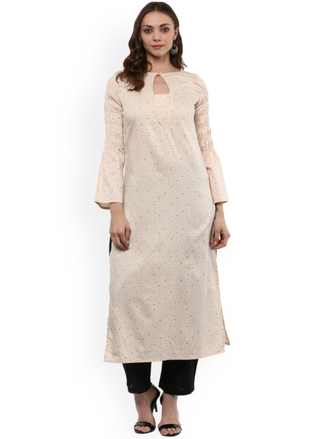 

Idalia Women Cream-Coloured Printed Straight Kurta