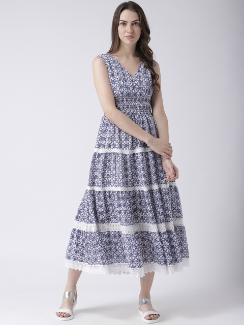 

The Vanca Women Blue Printed Empire Dress