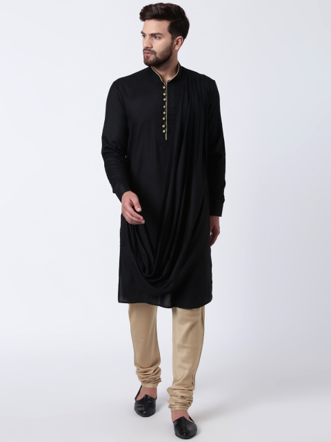 

I Know Men Black Solid Kurta with Churidar