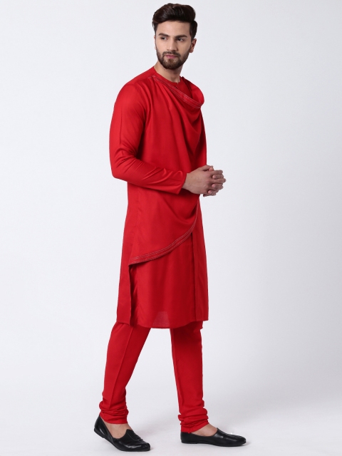 

I Know Men Red Solid Straight Kurta