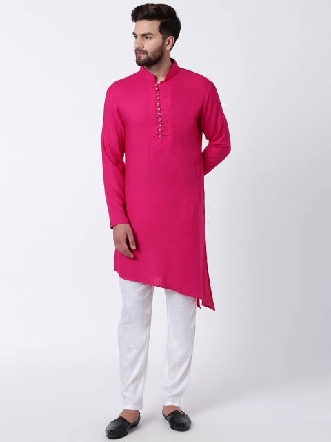 

I Know Men Pink Solid Straight Kurta