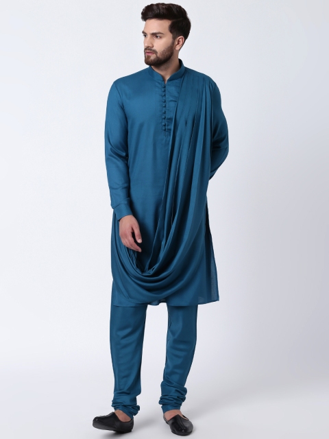 

I Know Men Teal Solid Straight Kurta