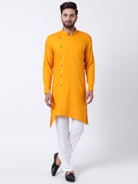 

I Know Men Mustard Solid Straight Kurta