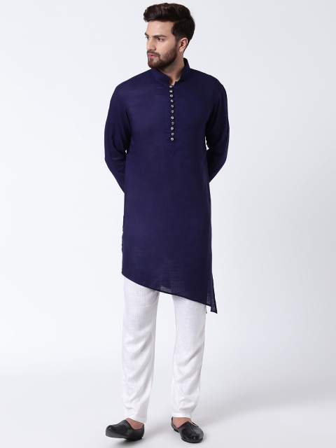 

I Know Men Navy Blue Solid Straight Kurta