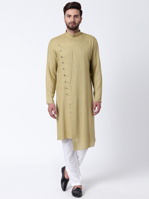 

I Know Men Khaki Solid Kurta with Pyjamas