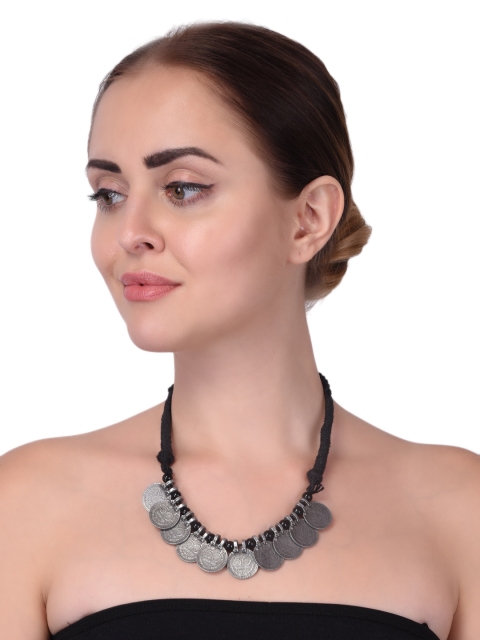 

TJORI Silver-Toned Metal Oxidised Necklace