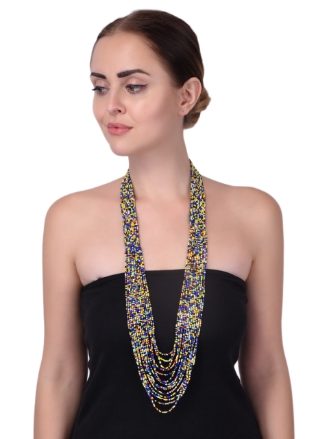 TJORI Multicoloured Synthetic Layered Necklace, Multi