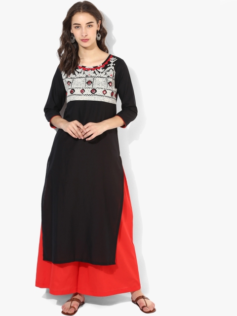 

Sangria Women Black Embroidered Kurta with Palazzos