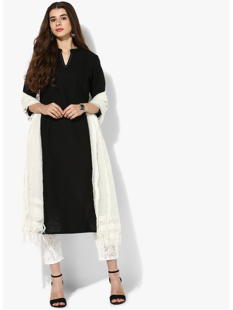 

Sangria Women Black & Self Design Kurta with Trousers & Dupatta