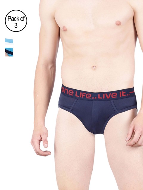 

OLLI Men Pack of 3 Briefs OLLIMNBRPC03004, Navy blue
