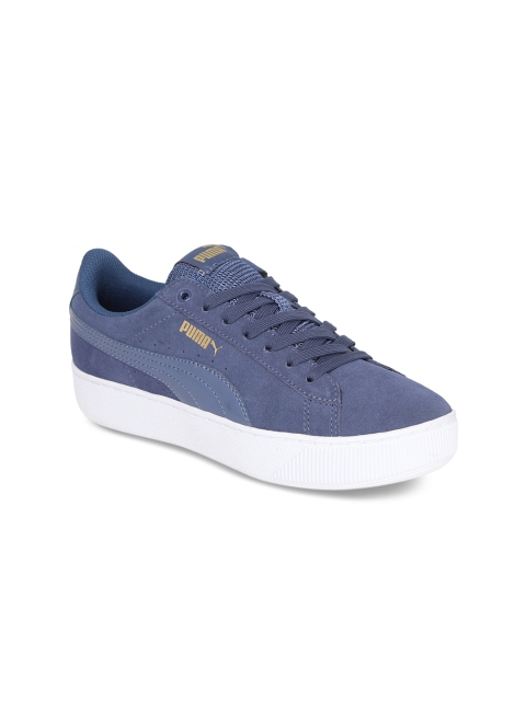 

Puma Women Blue Leather Sneakers