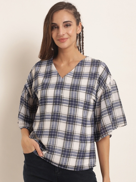 

RARE Women Blue Checked Top