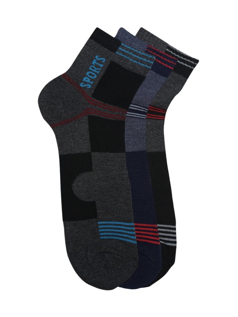 

Alvaro Castagnion Men Pack of 3 Assorted Ankle-Length Socks, Black