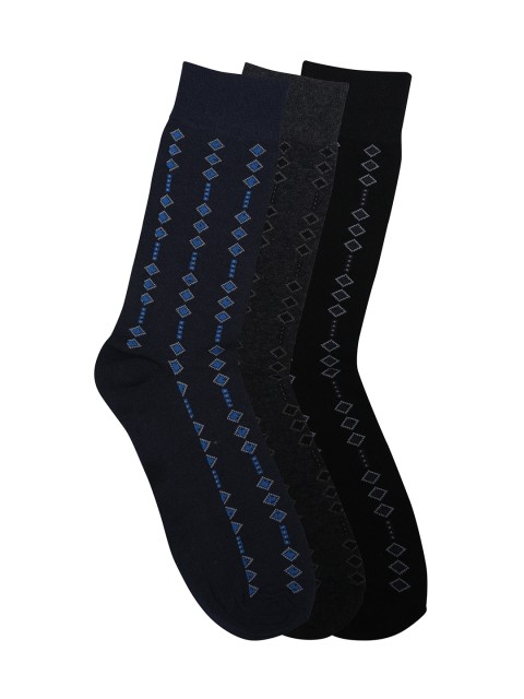 

Alvaro Castagnion Men Pack of 3 Assorted Above Ankle-Length Socks, Black