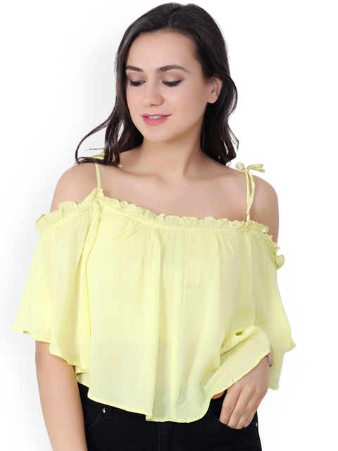 

Cation Women Yellow Solid A-Line Top