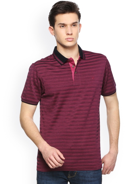 

Allen Solly Men Maroon Striped Polo Collar T-shirt