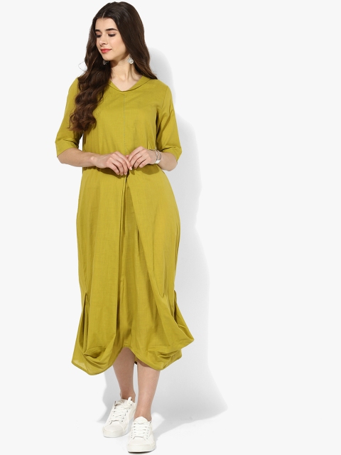 

Sangria Women Olive Green Solid A-Line Dress