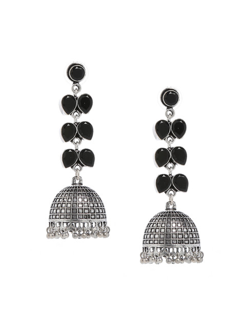 

Bamboo Tree Jewels Black Dome Shaped Jhumkas
