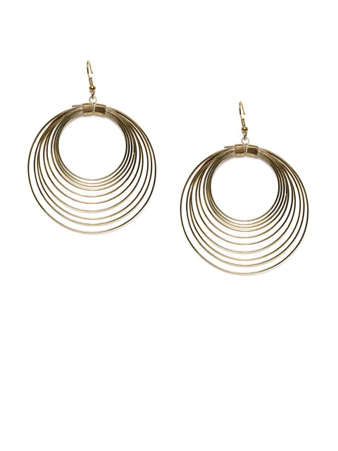 

Bamboo Tree Jewels Gold-Toned Circular Drop Earrings
