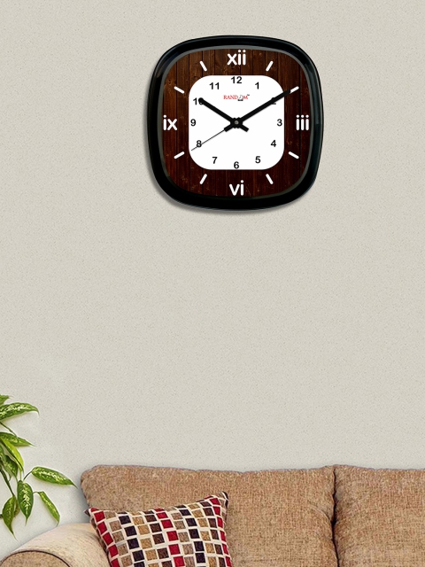 

RANDOM Brown & White Square Solid Analogue Wall Clock