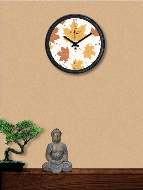 

RANDOM White & Mustard Yellow Round Printed Analogue Wall Clock