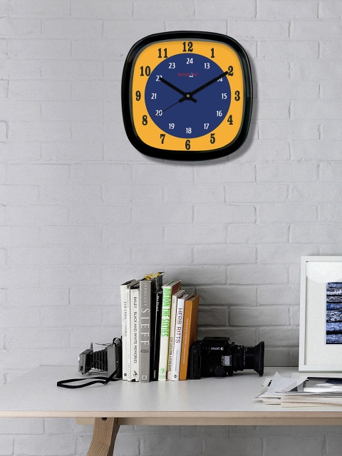 

RANDOM Mustard Yellow & Blue Square Colourblocked Analogue Wall Clock