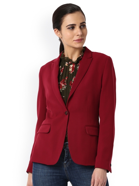

Van Heusen Woman Maroon Solid Single Breasted Casual Blazer