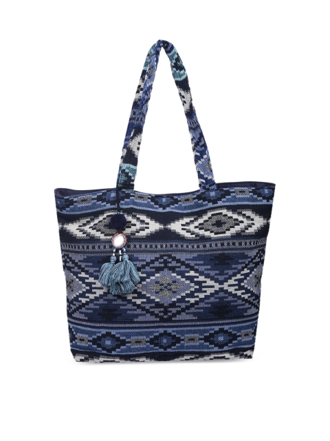 

Anekaant Blue & White Textured Shoulder Bag