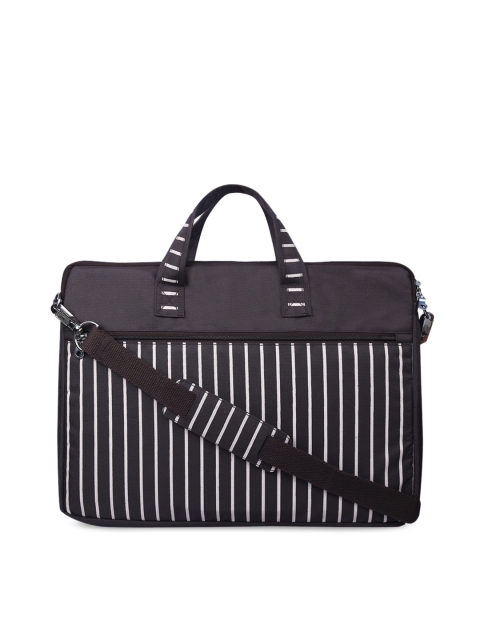 

Anekaant Women Brown & White Striped Laptop Bag