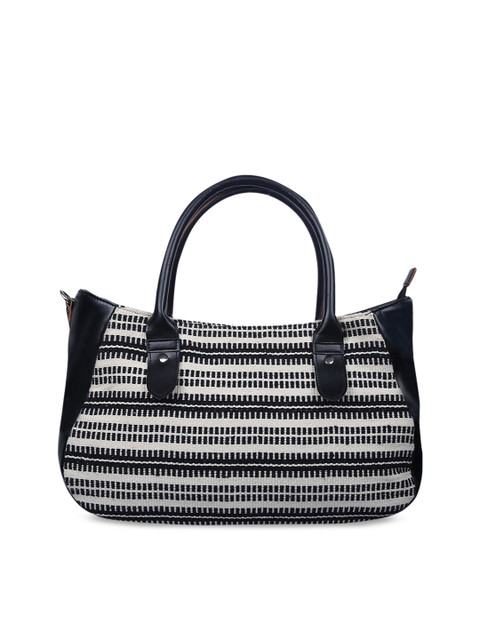 

Anekaant Black & White Textured Handheld Bag