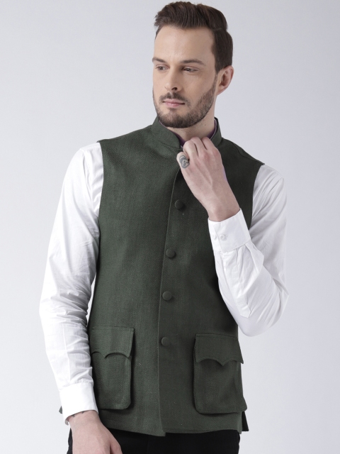 

KISAH Men Green Solid Lightweight Nehru Jacket