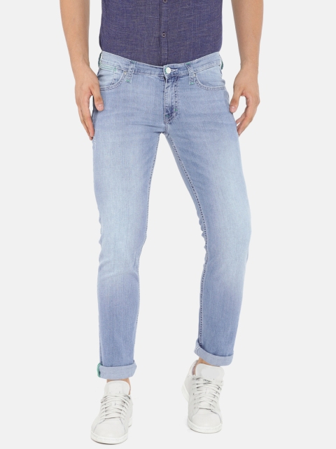 

Lee Men Blue Low Bruce Skinny Fit Mid-Rise Low Distress Stretchable Jeans
