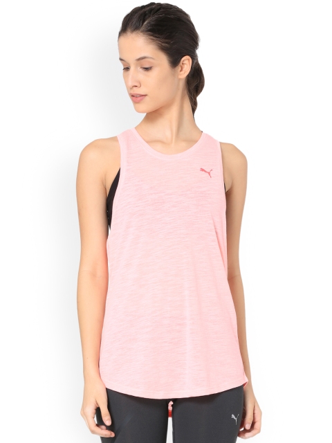 

Puma Women Peach-Coloured Self Design Tank Top