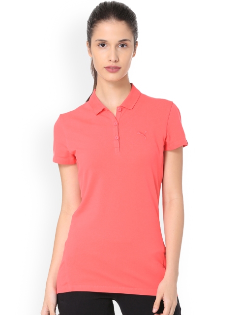 

Puma Women Pink Solid Polo Collar T-shirt