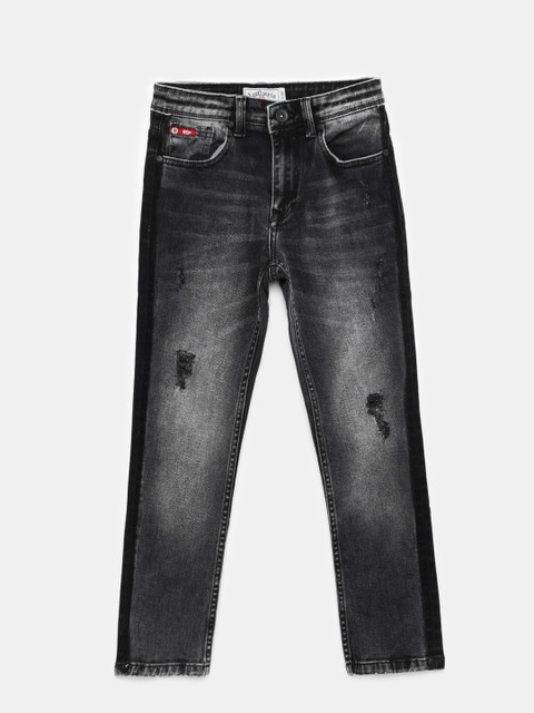 

Lee Cooper Boys Black Slim Fit Mid-Rise Mildly Distressed Stretchable Jeans
