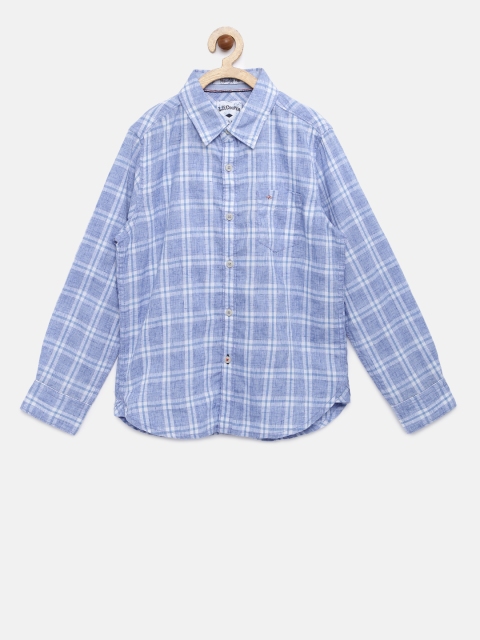 

Lee Cooper Boys Blue & White Regular Fit Checked Casual Shirt