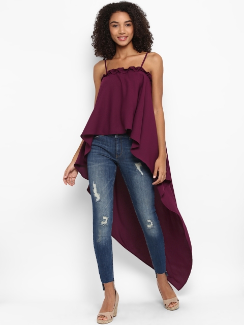 

Harpa Women Purple Solid High-Low Top