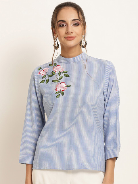 

Harpa Women Blue Striped Top