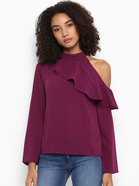 

Harpa Women Purple Solid A-Line Top