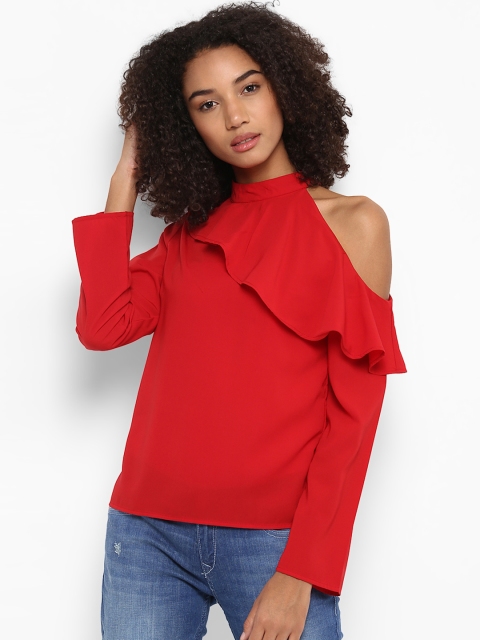 

Harpa Women Red Solid A-Line Top