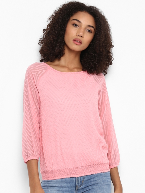 

Harpa Women Pink Self Design Blouson Top