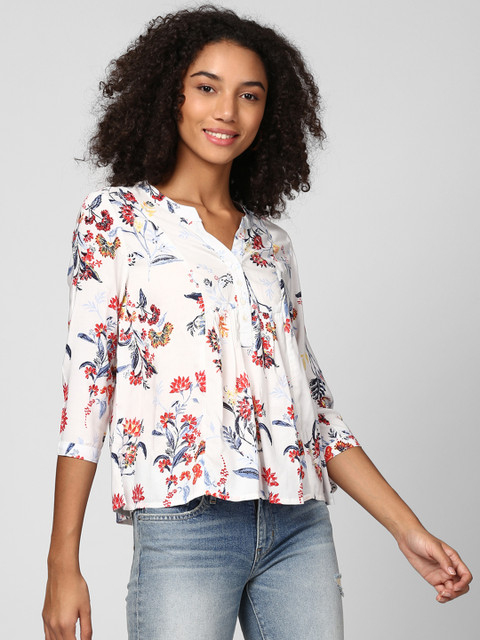 

Harpa Women White Printed A-Line Top