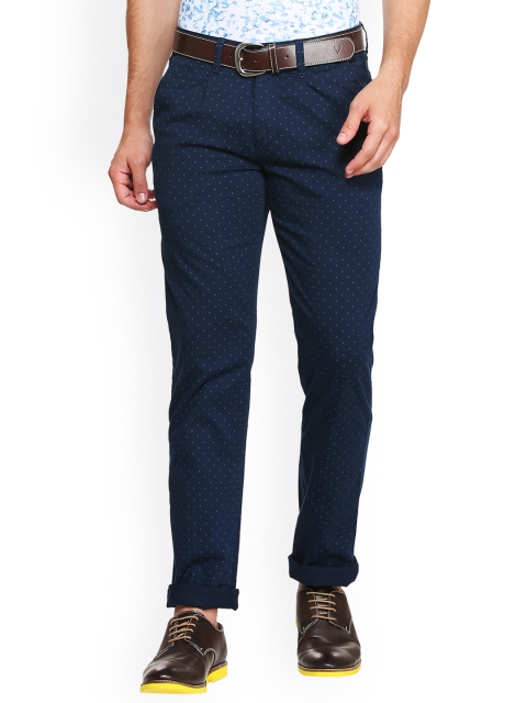 

Van Heusen Sport Men Navy Blue Slim Fit Printed Regular Trousers