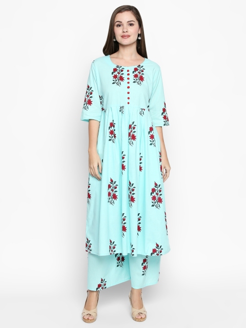 

Ishin Women Blue Printed Kurta with Palazzos