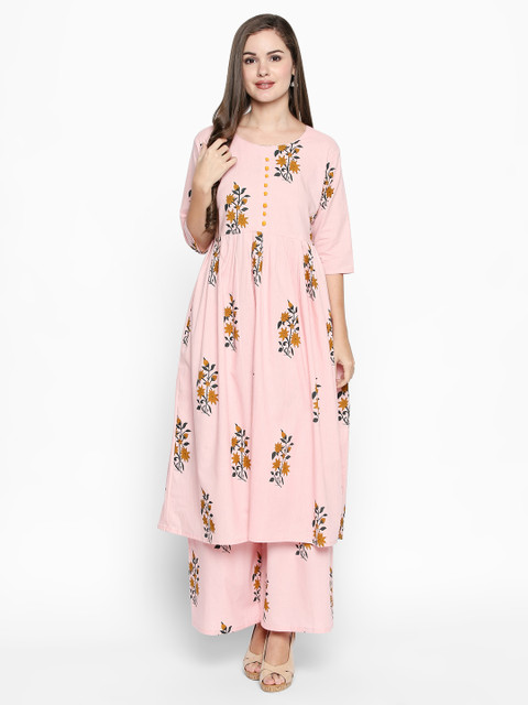 

Ishin Women Pink Printed Kurta with Palazzos