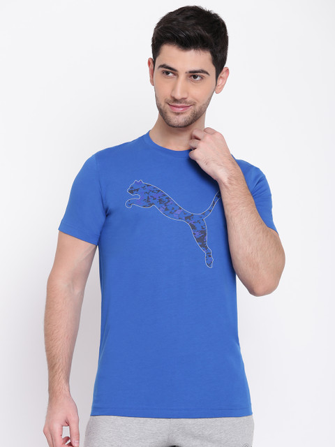 

Puma Men Blue Printed Round Neck T-shirt